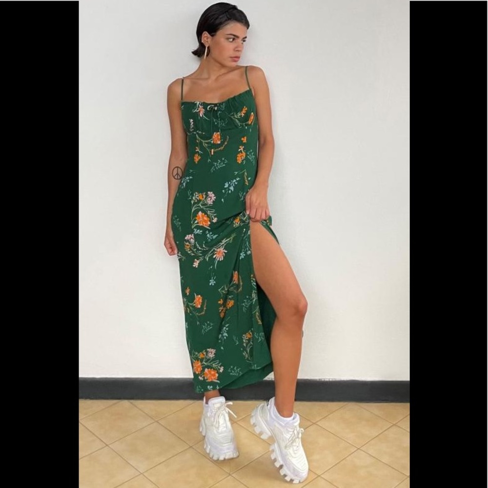 Urban Outfitters Green Floral Maxi Dress Large